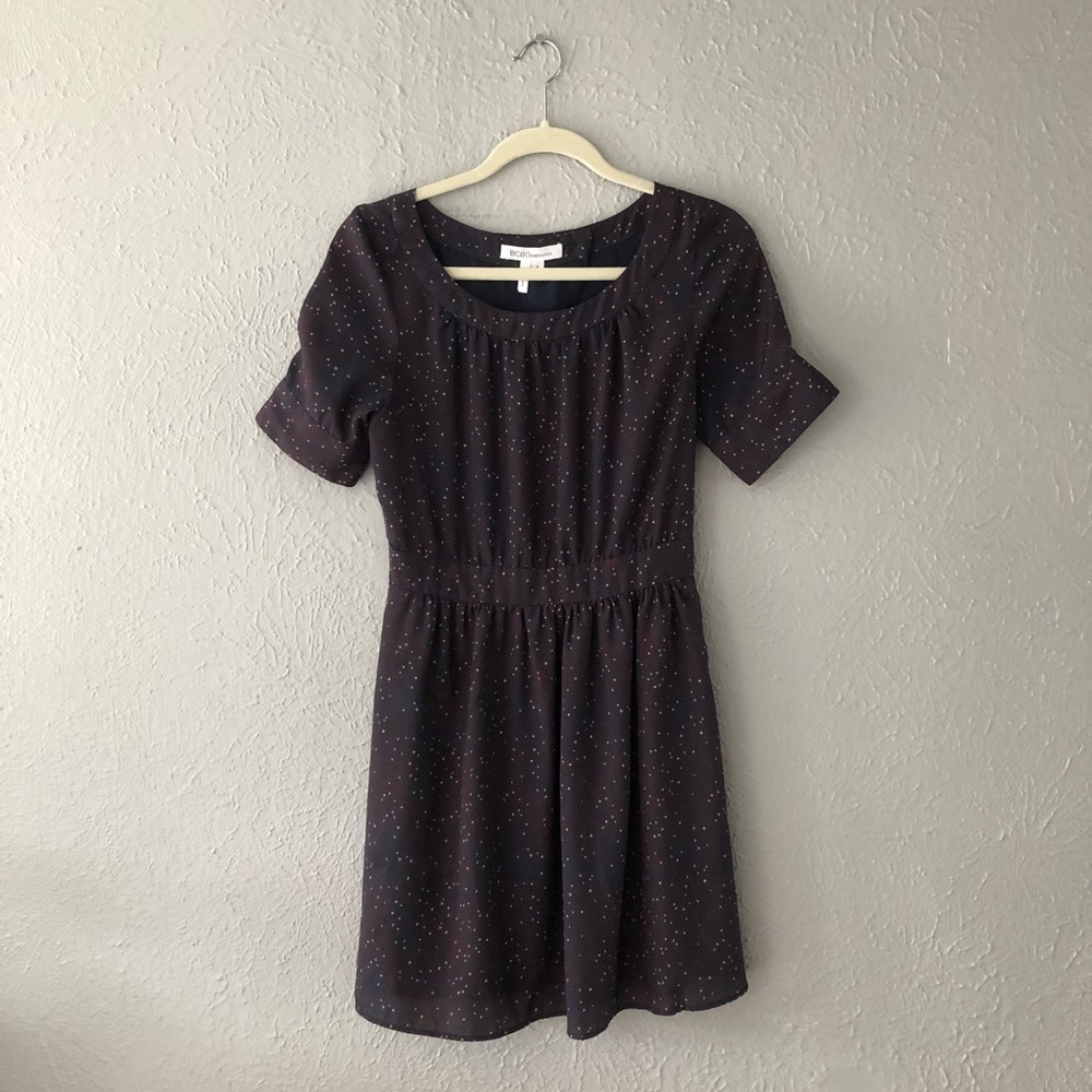 BCBGeneration Heart Pattern Mini Dress - Size 4 - Navy w/ Tiny Heart Print